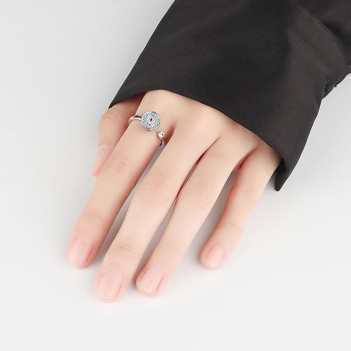 Fidget Ring Anxiety Spinner Ring Open Adjustable Sunflower Star Moon Windmill Butterfly Rings Daisy Stress Relieving Fidget Women Cubic Zirconia Anti Stress Mood Rotate Inspirations Jewelry