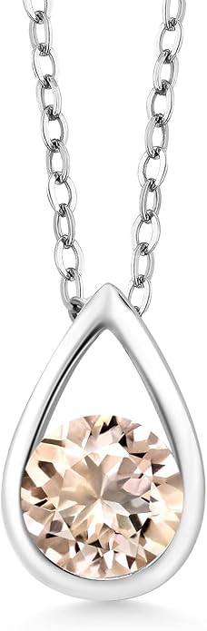 Gem Stone King Teardrop Pendant Necklace For Women | 5MM Round Gemstone Birthstone | 925 Sterling Silver | With 18 Inch Silver Chain | Fine Jewelry Gift for Her Mom Women Wife