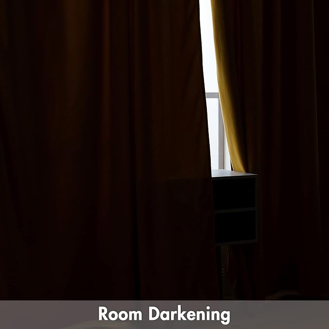 MIULEE Mustard Yellow Blackout Velvet Curtains Drape 108 Inch Long 52"x108" | Luxurious Bedroom Living Room Decor, Room Darkening, Thermal Insulated, Rod Pocket Design, Super Soft Fabric, Extra Long