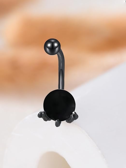 Sterling Silver 14G Belly Button Rings Cross/Cat/Butterfly/Cow/Skull/Birthstone Heart Navel Rings 16mm Body Piercing Jewelry for Women