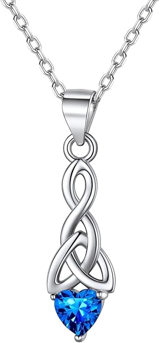 ChicSilver Bow and Cat Birthstone Necklace, 925 Sterling Silver Pendant Necklaces for Women, Hypoallergenic Silver Choker with 16 inch Rolo Chain, 12 Months Jewelry for Valentines Mothers Day Christmas
