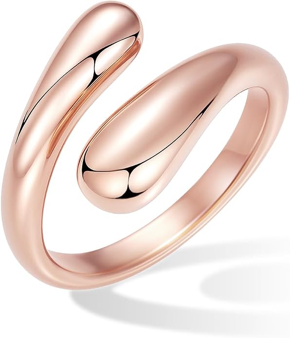 Non Tarnish Gold Chunky Rings for Women, 14K Gold Plated Statement Dome Rings Stacking Silver, Adjustable Mens Eternity Wedding Band Mixed Metal Jewelry Size 3-13