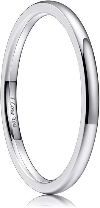 King Will 316L Stainless Steel Wedding Band for Men Women-2-8mm Width Wedding Ring in Black/Sliver/Gold Plated Laser I Love You High Polished Dome Style Promise Ring Comfort Fit Size 4-15