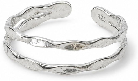 Sterling Silver Toe Ring, Handmade Adjustable Open Band, Minimalist Dainty Summer Beach Foot Jewelry for Women, Can Be Worn as Knuckle or Pinky Ring