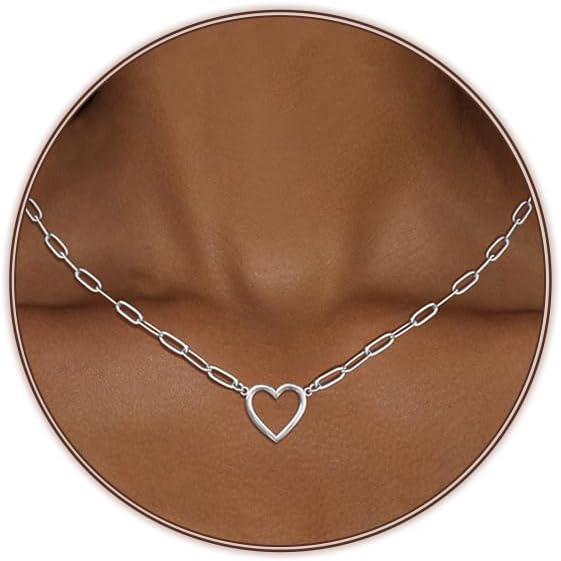 Airmb Heart Necklace for Women Gold/Silver Plated Trendy Heart Choker Lover Pendant Hypoallergenic Fashion Gold/Silver Necklace for Women Love Jewelry Gift for Women Girlfriend