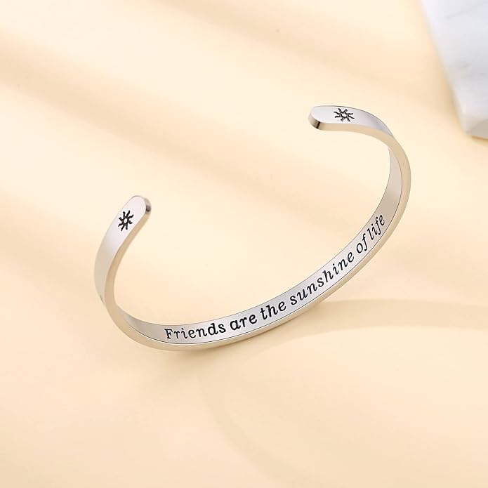 TONY & SANDY Inspirational Bracelets for Women Teen Girls Personalized Gifts for Daughter Granddaughter Mom Sister Friends Stainless Steel Engraved Cuff Birthday Easter Christmas
