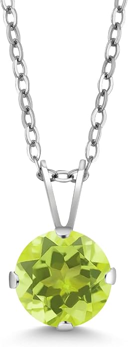Gem Stone King 7MM Round Gemstone Birthstone Pendant Necklace For Women | 925 Sterling Silver | With 18 Inch Silver Chain | Fine Jewelry Gifts for Women Her Mom Wife
