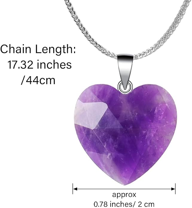 iSTONE 925 Sterling Silver Natural Crytral for Womens Pendant Necklace, Gemstone Birthstone with 17.8" Silver Chain Ladies