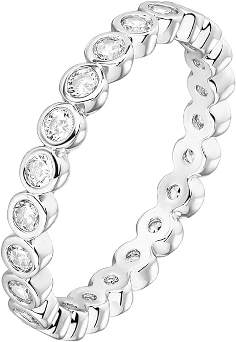 PAVOI 14K Gold Plated Rings with Cubic Zirconia - 2.8mm Stackable for Women - Gold Love Ring