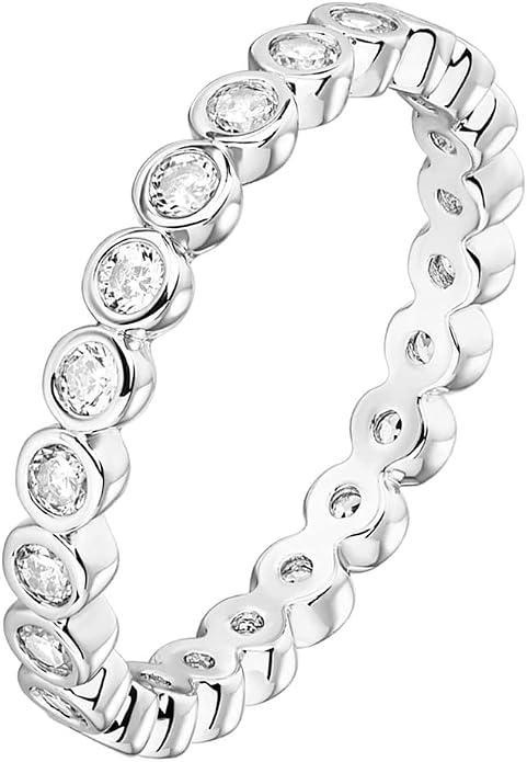 PAVOI 14K Gold Plated Rings with Cubic Zirconia - 2.8mm Stackable for Women - Gold Love Ring