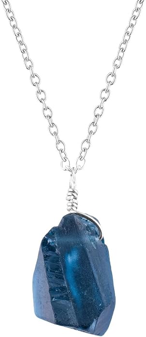 Raw Multi Gemstone Pendant Necklace for Women, Healing Crystal Chakra Stone Birthstone, 925 Sterling Silver Birthday Christmas Gifts for Her