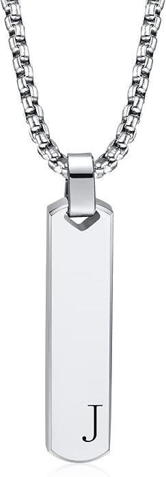 Personalized Necklace with Picture Inside - Custom Projection Bar Necklace Engraved Name Pendant Father's Day Gifts For Dad Husband Boyfriend Men Women, Memorial Gift For Loss Of Mother Loved Ones