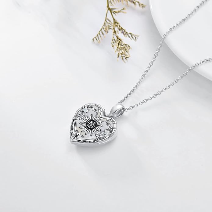 SOULMEET Personalized Silver Locket Necklace That Holds Pictures Photo Keep Someone Near to You, Memorial Custom Lockets Necklaces Letters Engraving for His Her