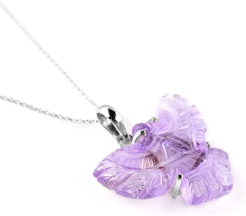 Natural Raw Crystal Rough Gemstone Pendant Necklace For Women, Chakra Healing Stones, Birthstone Jewelry, Rhodium Plated 925 Sterling Silver Chain 18 inch, Birthday Gift