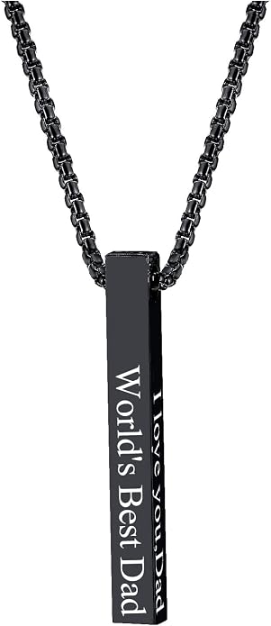 VNOX Personalized Bar Necklace Vertical - Customized Necklace Stainless 3D Pendant Custom Name Engravable Necklace Gift for Women Men