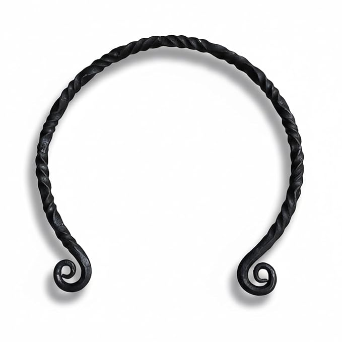 ARTIZANSTORE Hand Forged Necklace | Iron Torc Jewelry for Men | Viking Torc with Scroll Design | Medieval Craftsmanship