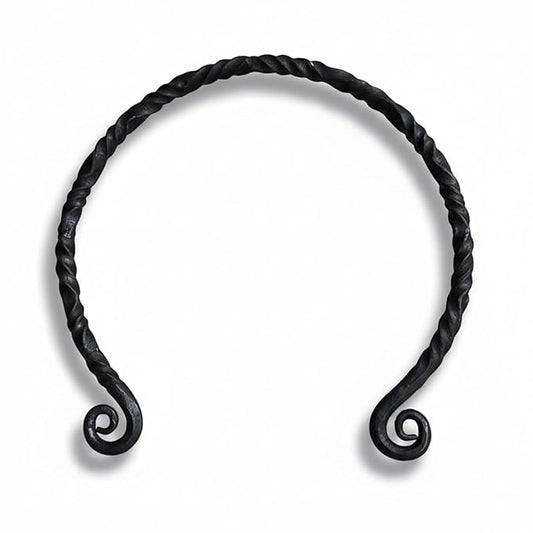 ARTIZANSTORE Hand Forged Necklace | Iron Torc Jewelry for Men | Viking Torc with Scroll Design | Medieval Craftsmanship