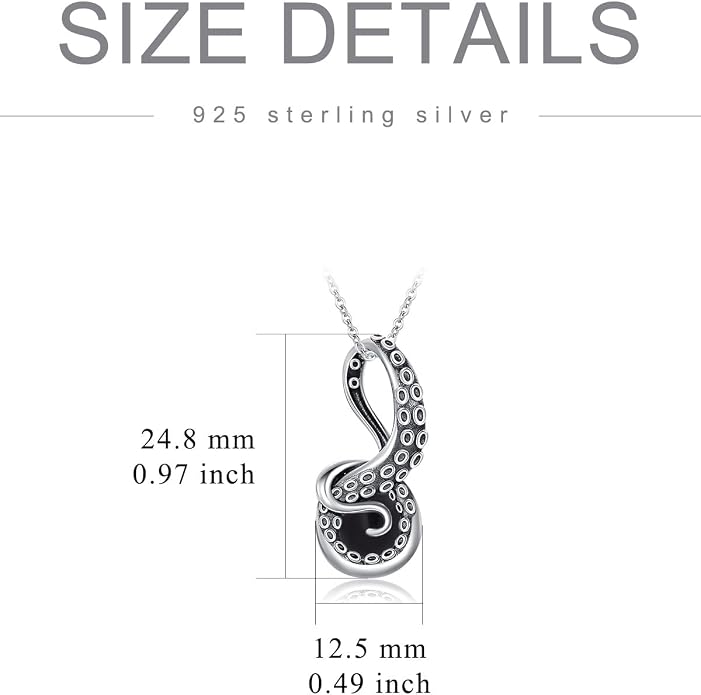 Octopus Tentacles Necklace with Gemston 925 Sterling Silver Octopus Pendant for Women Ocean Jewelry Gift for Women