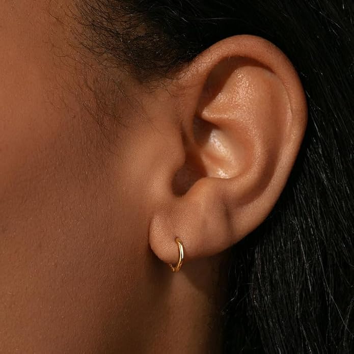 Carffordo 925 Sterling Silver Hoop Earrings - Small Huggie Earrings for Women, Hypoallergenic Trendy Cartilage Silver Earrings, Lightweight Jewelry