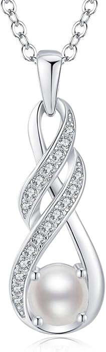 Birthstone Necklaces for Women 925 Sterling Silver Infinity Pendant Created Gemstone Jewelry for Her, 16"+2"