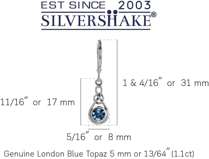 Silvershake Genuine Gemstone Irish Celtic Knot Drop Dangle Earrings