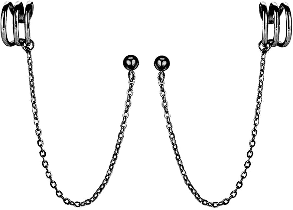 SLUYNZ 925 Sterling Silver Cuff Earrings Chain for Women Crawler Earrings Studs