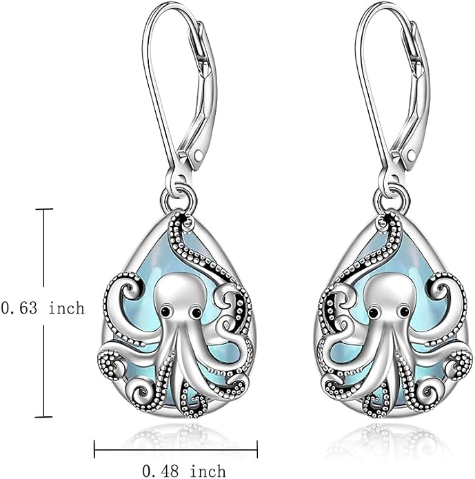 Octopus Earrings for Women Octopus Tentacle Earrings Sterling Silver Ocean Kraken Sea Animal Drop Dangle Jewelry Gift