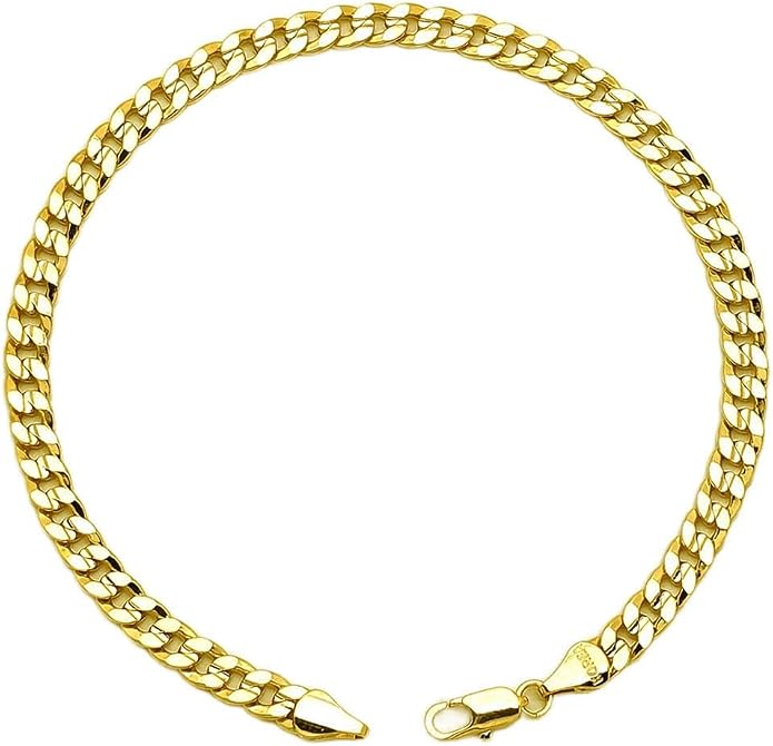 18K Gold Electroplated Cuban Chain Anklet – 5.5mm Concave, 5mm Miami Cuban Link – Made in Korea, 9-12 Inches