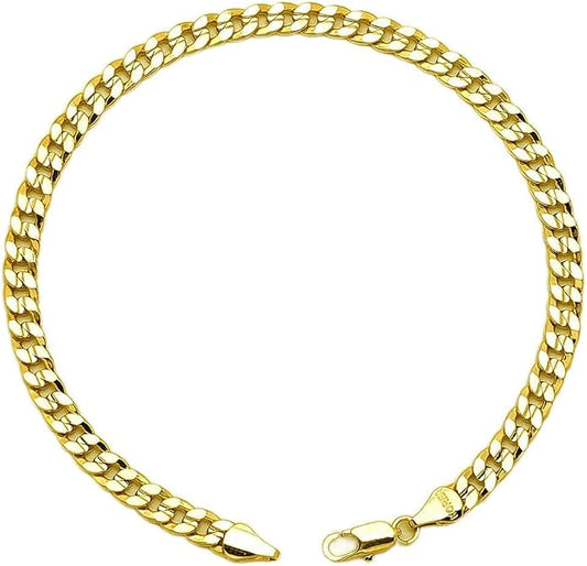 18K Gold Electroplated Cuban Chain Anklet – 5.5mm Concave, 5mm Miami Cuban Link – Made in Korea, 9-12 Inches