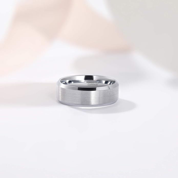 TRUMIUM 4mm 6mm 8mm Tungsten Wedding Band Ring for Men Women Silver Plated Matte Finished Engagement Rings Comfort Fit 4-15
