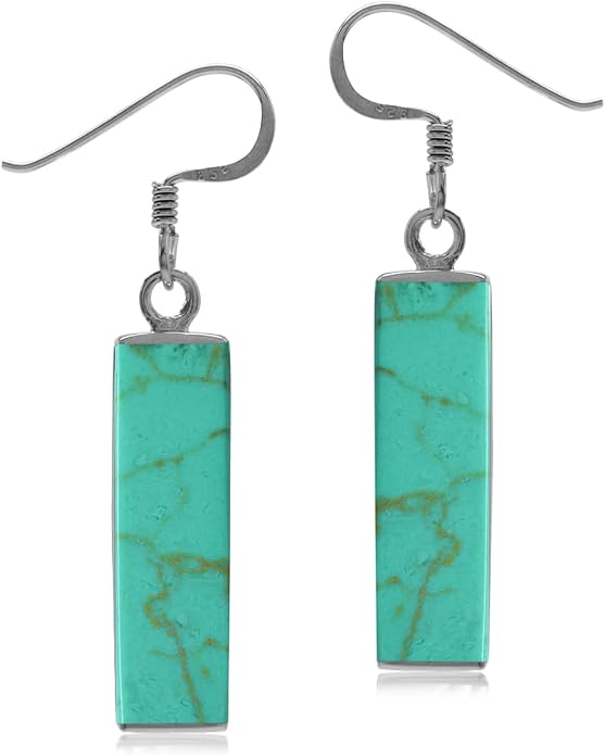 Silvershake Mondern Long Bar linear 925 Sterling Silver Dangle Hook Earrings