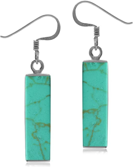 Silvershake Mondern Long Bar linear 925 Sterling Silver Dangle Hook Earrings