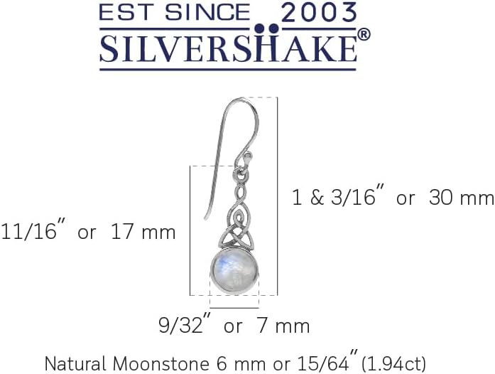 Silvershake 6MM Round Shape Inlay White Gold Plated or Yellow Gold Plated 925 Sterling Silver Triquetra Celtic Knot Dangle Leverback or Hook Earrings Jewelry for Women