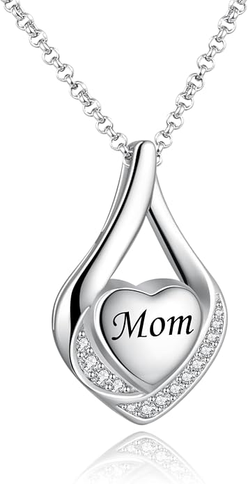 Cremation Jewelry 925 Sterling Silver Teardrop Urn Necklace for Ashes Heart Shape Memorial Keepsake Pendant for Human Ashes for Women Gift