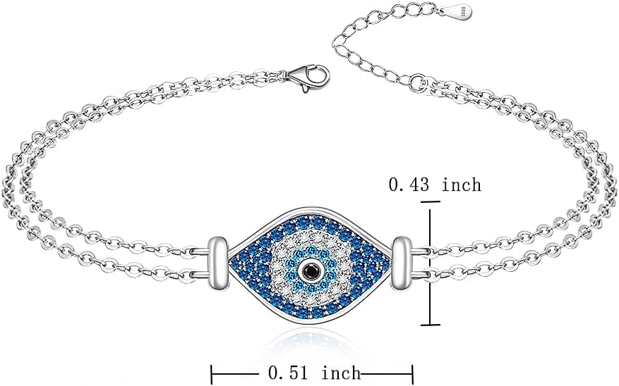 Fenthring Evil Eye Anklet Sterling Silver Protection Turkish Blue Eyes Ankle Bracelets Anklets for Women Chain Jewelry