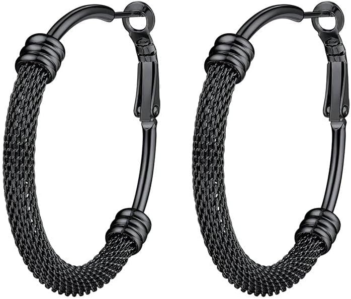 PROSTEEL 30/40/60/80/100mm Chunky Hoop Earrings For Women Gold Plated/Black Stainless Steel Hoops Earrings Statement Jewelry