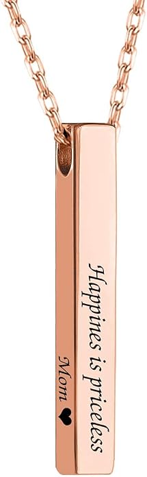 MeMoShe Custom Name Necklace Personalized 3D Engraved Bar 18K Gold Plated Customized Name Jewelry with Adjustable Chain Charm Birthday Gifts for Women Men