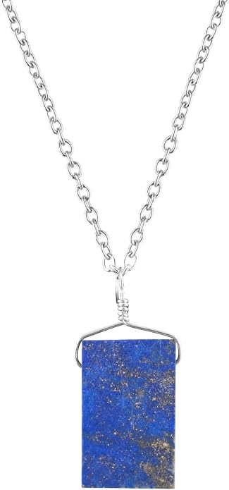 Raw Gemstone Dainty Pendant Necklace for Women, Natural Birthstone Handmade Jewelry, Healing Chakra Crystal, Silver Plated Chain 18" Birthday Gift for Her