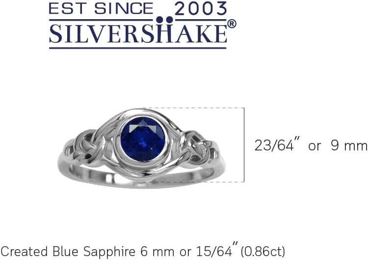 Silvershake Birthstone Gemstones White Gold Plated 925 Sterling Silver Irish Celtic Knot Engagement or Promise Solitaire Ring Jewelry for Women