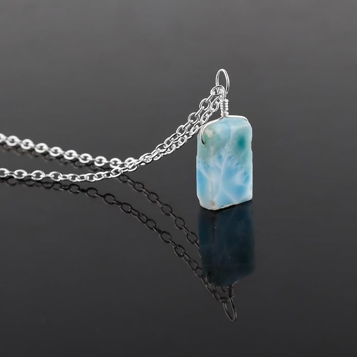 Raw Gemstone Dainty Pendant Necklace for Women, Natural Birthstone Handmade Jewelry, Healing Chakra Crystal, Silver Plated Chain 18" Birthday Gift for Her