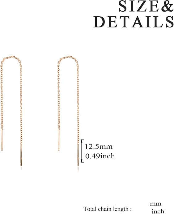 YFN Threader Earrings Sterling Silver Chain -Earrings for Women Dangle Earrings Thread Dangling Threaded Long Chain Earring Nickel Free Hypoallergenic Ear for Women