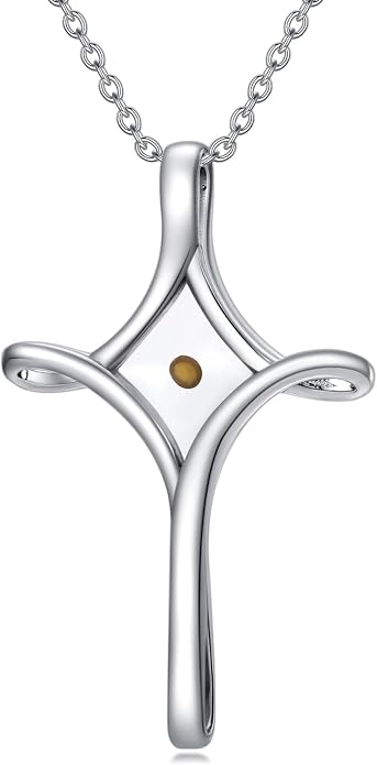 HPQQ Cross Necklace 925 Sterling Silver Turquoise Tree of Life Celtic Knot Cross Pendant Jewelry Mother's Day Gifts for Women