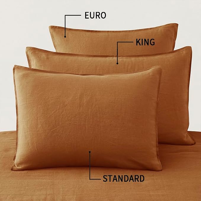 ATLINIA Linen Pillow Cases Euro Sham - 26 x 26 Inch Bed Pillow Protector Cover Set of 2 Bedding Cooling Neutral Pillowcase Shams Rust
