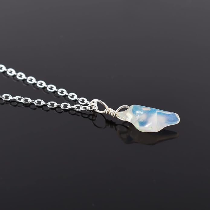 Natural Gemstone Pendant Necklace for Women Handmade Birthstone Healing Crystal Jewelry Chain 20" Stone Birthday Christmas Wedding Gifts for Her
