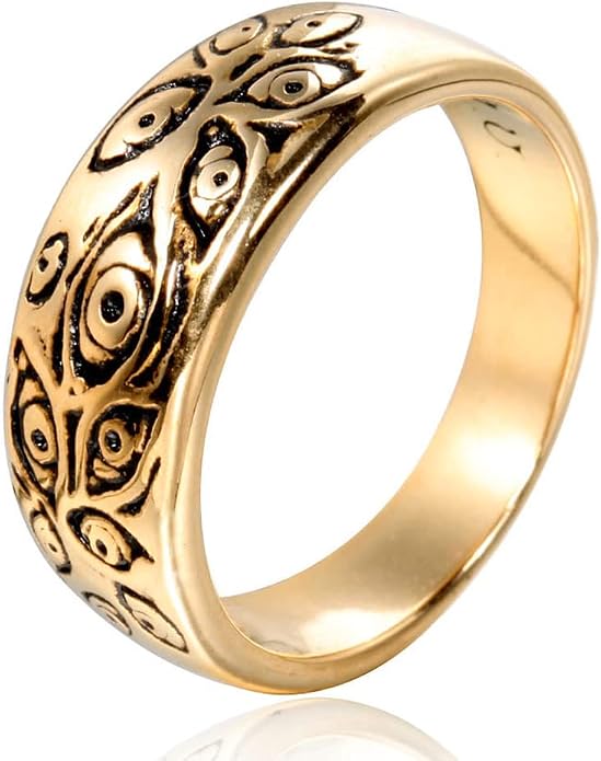 Men's Stainless Steel Eye of God Ring Band All Seeing Eye Spinner Rings Black Silver Vintage Jewelry Size 5 to 14