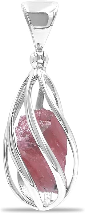 Starborn Gemstone teardrop Style Cage Pendant Sterling Silver
