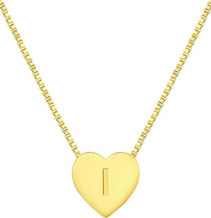 YL Initial Necklace 925 Sterling Silver Heart Letter Pendant A-Z Alphabet Cubic Zirconia Jewelry for Women
