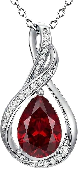 Teardrop Necklace 925 Sterling Silver Birthstone Necklace for Women Pendant Infinity Love Anniversary Birthday Jewelry Gifts for Mom Her Wife