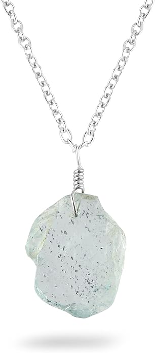 Natural Raw Gemstones Pendant Necklace, Rough Stones Dainty Jewelry, Handmade Bohemian Jewelry, Silver Plated Chain, Healing Crystals, Christmas Gift for Women