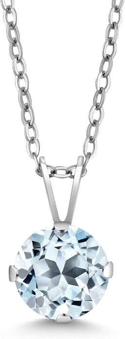 Gem Stone King 7MM Round Gemstone Birthstone Pendant Necklace For Women | 925 Sterling Silver | With 18 Inch Silver Chain | Fine Jewelry Gifts for Women Her Mom Wife